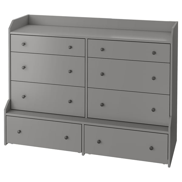 HAUGA Cómoda de 8 cajones, gris, 54 3/8x41 "