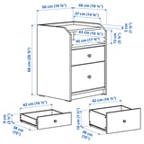 HAUGA Gavetero de 2 cajones, blanco, 19 5/8x18 1/8x26 3/4 "