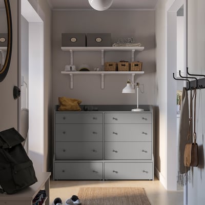 HAUGA Gavetero de 8 cajones, gris, 54 3/8x41 "