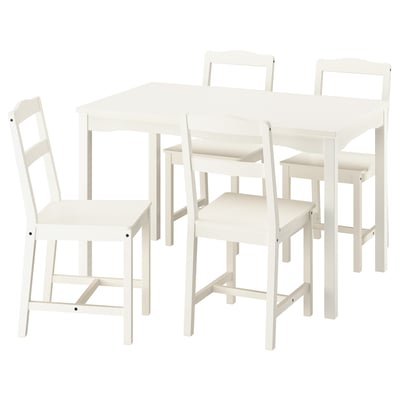 HAUGA / HAUGA Mesa con 4 sillas, blanco/blanco, 46 1/2x29 1/8 "