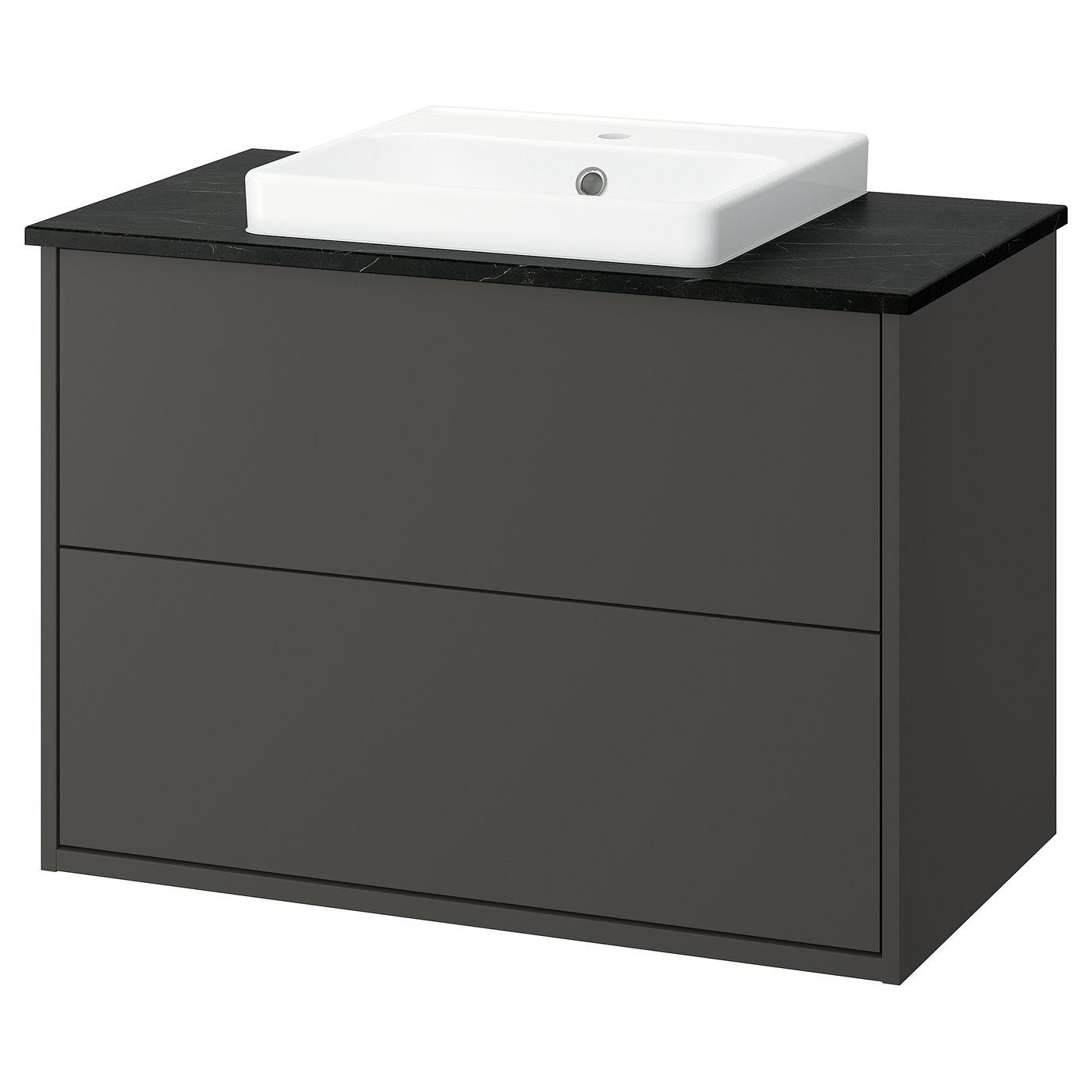 HAVBÄCK / ORRSJÖN Tocador de baño+cajones, gris oscuro/negro efecto de mármol, 37x21 1/2x28 3/8 "