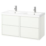 HAVBÄCK / ORRSJÖN Tocador de baño doble+grifos, blanco, 49x21 3/4x27 5/8 "