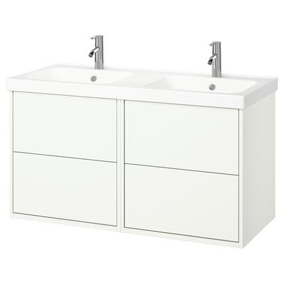 HAVBÄCK / ORRSJÖN Tocador de baño doble+grifos, blanco, 49x21 3/4x27 5/8 "