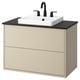Opción: HAVBÄCK / ORRSJÖN Tocador de baño+lavamanos+grifo, beige/efecto de mármol negro, 37x21 1/2x28 3/8 "