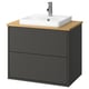 Opción: HAVBÄCK / ORRSJÖN Tocador de baño+lavamanos+grifo, gris oscuro/bambú, 31x21 1/2x28 3/8 "
