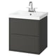 Opción: HAVBÄCK / ORRSJÖN Tocador de baño+lavamanos+grifo, gris oscuro, 25x21 3/4x27 5/8 "
