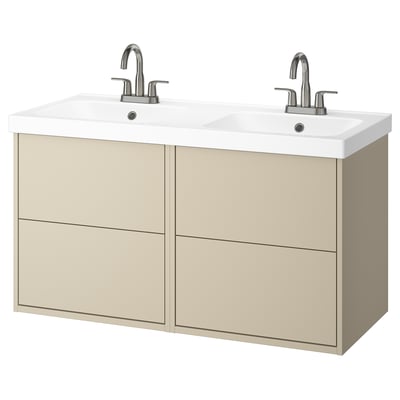 HAVBÄCK / ORRSJÖN Tocador de baño+lavamanos+grifos, beige, 49x21 3/4x27 5/8 "