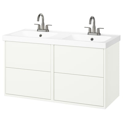 HAVBÄCK / ORRSJÖN Tocador de baño+lavamanos+grifos, blanco, 49x21 3/4x27 5/8 "