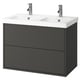 Opción: HAVBÄCK / ORRSJÖN Tocador de baño+lavamanos+grifos, gris oscuro, 37x21 3/4x27 5/8 "