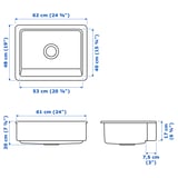 HAVSEN Fregadero+frente visible, blanco, 25x19 "