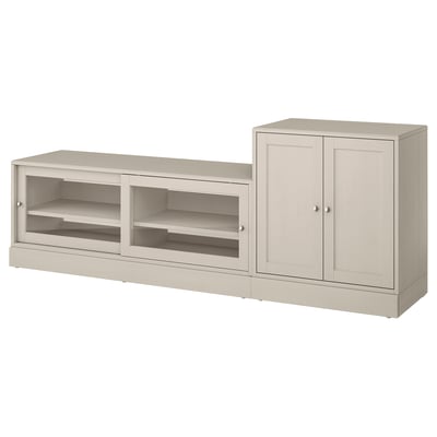 HAVSTA Combinación de almacenaje para TV, beige grisáceo, 94 7/8x18 1/2x35 "