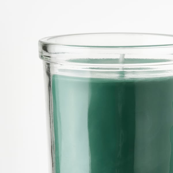 HEDERSAM Vela perfumada recipiente de vidrio, Hierba fresca/verde claro, 40 hr
