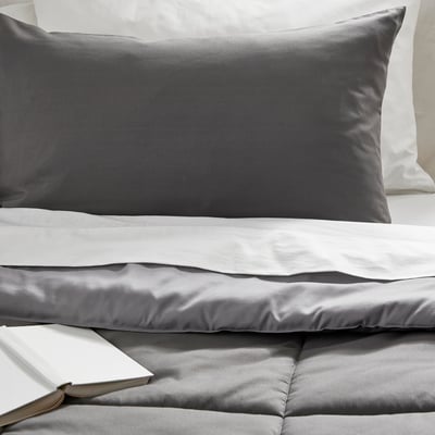 HEDFRYLE Juego de edredón, gris, Tamaño King