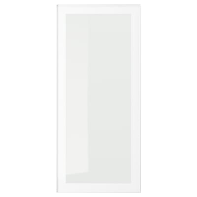 HEJSTA Puerta de vidrio, blanco/vidrio transparente, 18x40 "