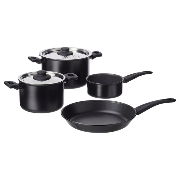 HEMLAGAD Batería de cocina, 6 piezas, negro