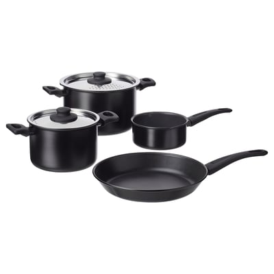 HEMLAGAD Batería de cocina, 6 piezas, negro