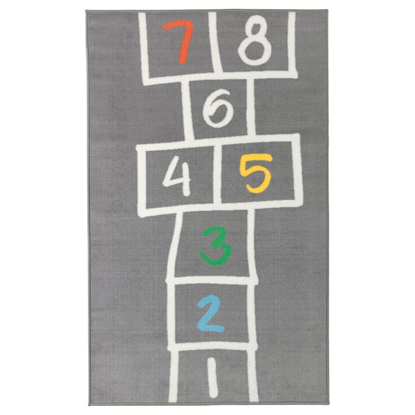 HEMMAHOS Alfombra, gris, 39 3/8x63 "