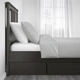 HEMNES Armazón cama+2 cajas almacenaje, gris oscuro teñido/Lönset, Tamaño twin