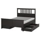 HEMNES Armazón cama+4 cajas almacenaje, negro-marrón/Lyngör blanco, Tamaño full