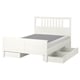 HEMNES Armazón cama+4 cajas almacenaje, teñido en blanco/Lyngör blanco, Tamaño King