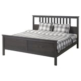 HEMNES Armazón de cama, gris oscuro teñido/Lönset, Tamaño King