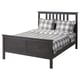 HEMNES Armazón de cama, gris oscuro teñido/Lönset, Tamaño full