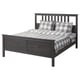 HEMNES Armazón de cama, gris oscuro teñido/Lönset, Tamaño queen