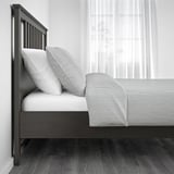 HEMNES Armazón de cama, gris oscuro teñido/Lönset, Tamaño full