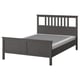 HEMNES Armazón de cama, gris oscuro teñido/Lyngör blanco, Tamaño full