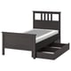 HEMNES Base de cama+2 cajas almacenamiento, gris oscuro teñido/Lyngör blanco, Tamaño twin