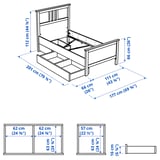 HEMNES Base de cama+2 cajas almacenamiento, gris oscuro teñido/Lyngör gris oscuro, Tamaño twin