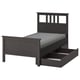 HEMNES Base de cama+2 cajas almacenamiento, gris oscuro teñido/Lyngör gris oscuro, Tamaño twin