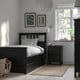 HEMNES Base de cama+2 cajas almacenamiento, negro-marrón/Luröy, Tamaño twin