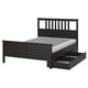 HEMNES Base de cama+2 cajas almacenamiento, negro-marrón/Lyngör blanco, Tamaño full