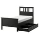 HEMNES Base de cama+2 cajas almacenamiento, negro-marrón/Lyngör gris oscuro, Tamaño twin