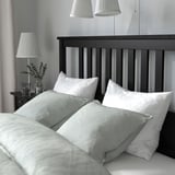 HEMNES Base de cama+2 cajas almacenamiento, negro-marrón/Lyngör gris oscuro, Tamaño King