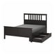 HEMNES Base de cama+2 cajas almacenamiento, negro-marrón/Lyngör gris oscuro, Tamaño King