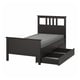 HEMNES Base de cama+2 cajas almacenamiento, negro-marrón/Lyngör gris oscuro, Tamaño twin