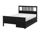 HEMNES Base de cama+2 cajas almacenamiento, negro-marrón, Tamaño queen