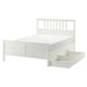 HEMNES Base de cama+2 cajas almacenamiento, teñido en blanco/Lyngör blanco, Tamaño queen