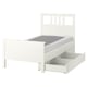 HEMNES Base de cama+2 cajas almacenamiento, teñido en blanco/Lyngör blanco, Tamaño twin