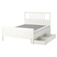 HEMNES Base de cama+2 cajas almacenamiento, teñido en blanco/Lyngör blanco, Tamaño King