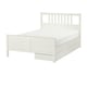 HEMNES Base de cama+2 cajas almacenamiento, teñido en blanco, Tamaño queen