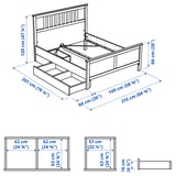 HEMNES Base de cama+2 cajas almacenamiento, teñido en blanco, Tamaño full