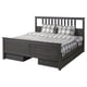 HEMNES Base de cama+4 cajas almacenamiento, gris oscuro teñido/Lönset, Tamaño King