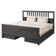 HEMNES Base de cama+4 cajas almacenamiento, gris oscuro teñido/Lyngör blanco, Tamaño King