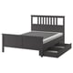 HEMNES Base de cama+4 cajas almacenamiento, gris oscuro teñido/Lyngör blanco, Tamaño full