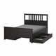 HEMNES Base de cama+4 cajas almacenamiento, negro-marrón/Lyngör gris oscuro, Tamaño queen