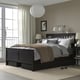 HEMNES Base de cama+4 cajas almacenamiento, negro-marrón/Lyngör gris oscuro, Tamaño queen