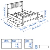 HEMNES Base de cama+4 cajas almacenamiento, teñido en blanco, Tamaño queen